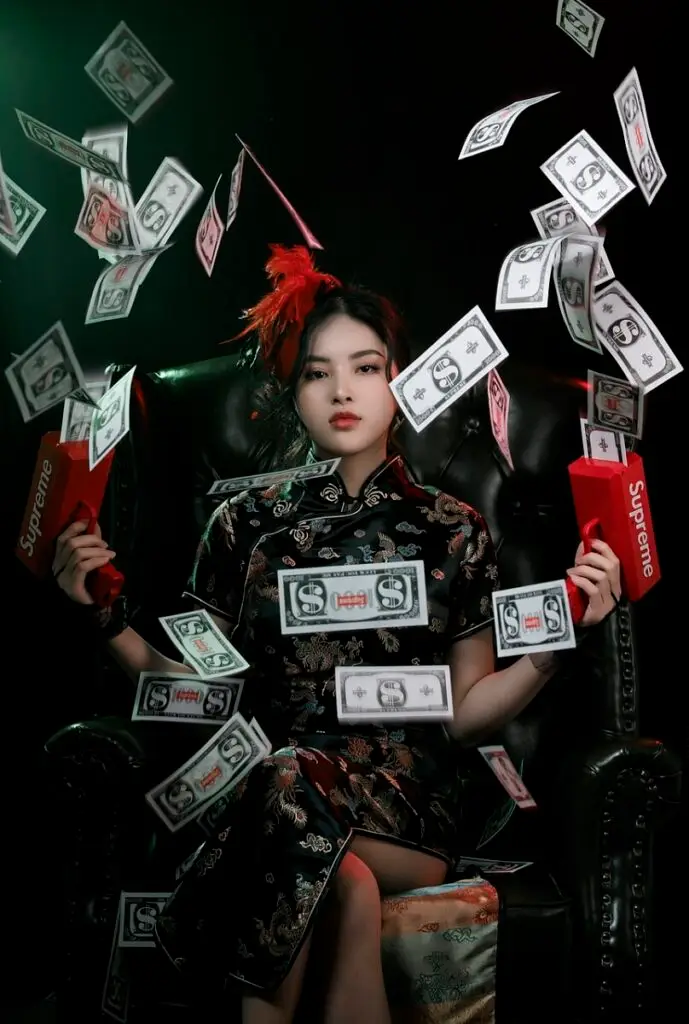 woman, costume, money