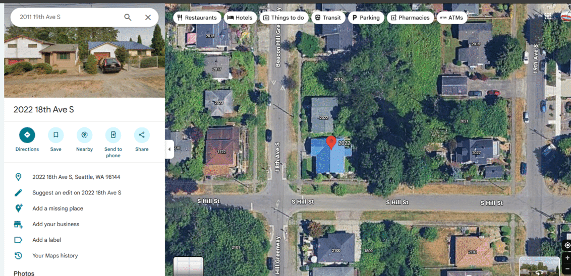 Satellite view zoomed in on roof