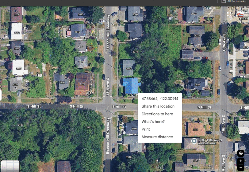 Right-click menu showing Measure distance