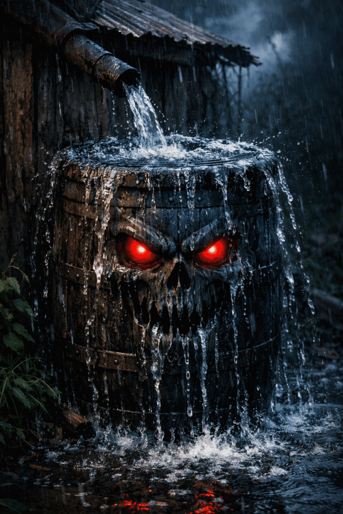 Diagram showing why rain barrels fail and how horizontal rainwater conveyance works